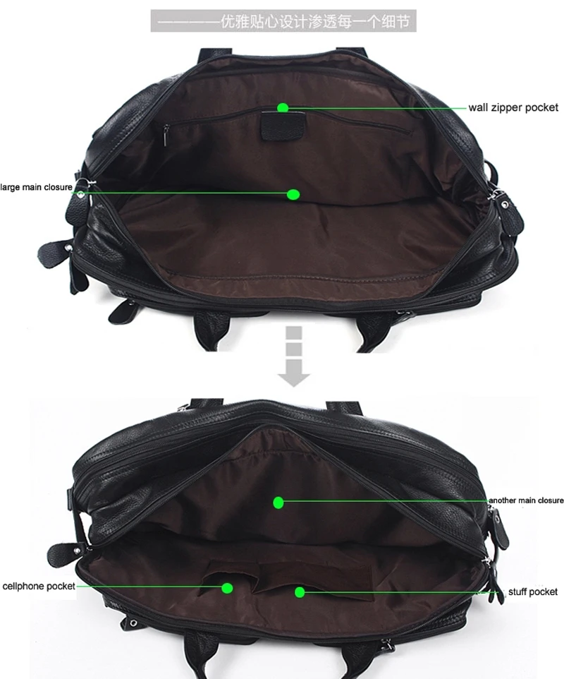 Bolso de viaje multifunción de cuero genuino para hombre, bolsa de viaje de equipaje, de cuero, grande, para fin de semana, para la noche