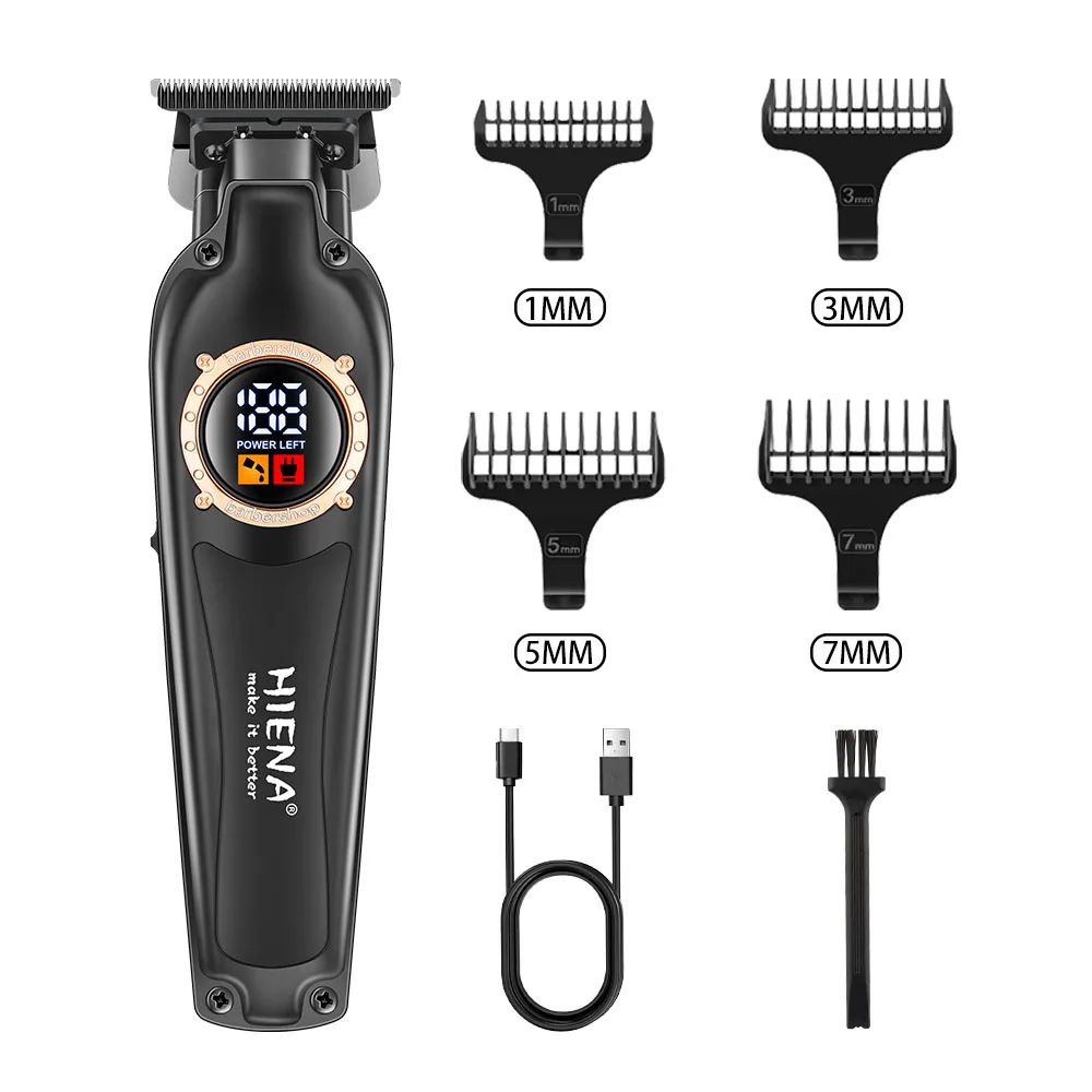 

HIENA Cordless Professional Hair Trimmer Men DLC T-Blade Zero Gapped Hair Clipper Electric Finishing Hair Cutting Machine