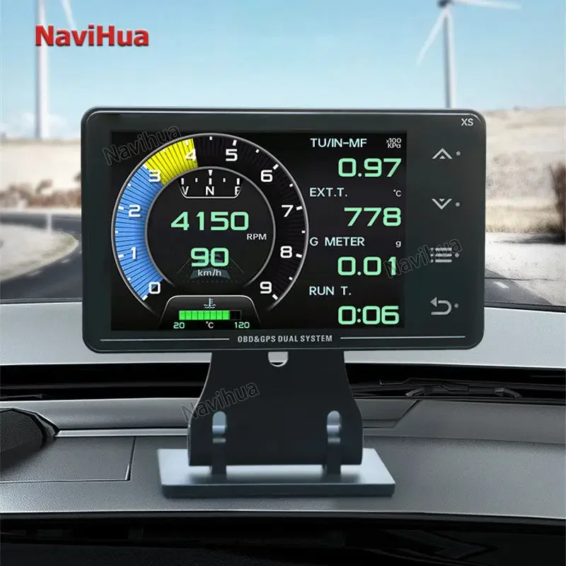 

Для OBD XS HUD манометр автомобильный многофункциональный прибор вода с турбонаддувом монитор температуры давления масла автоматический счетчик ЖК-дисплей