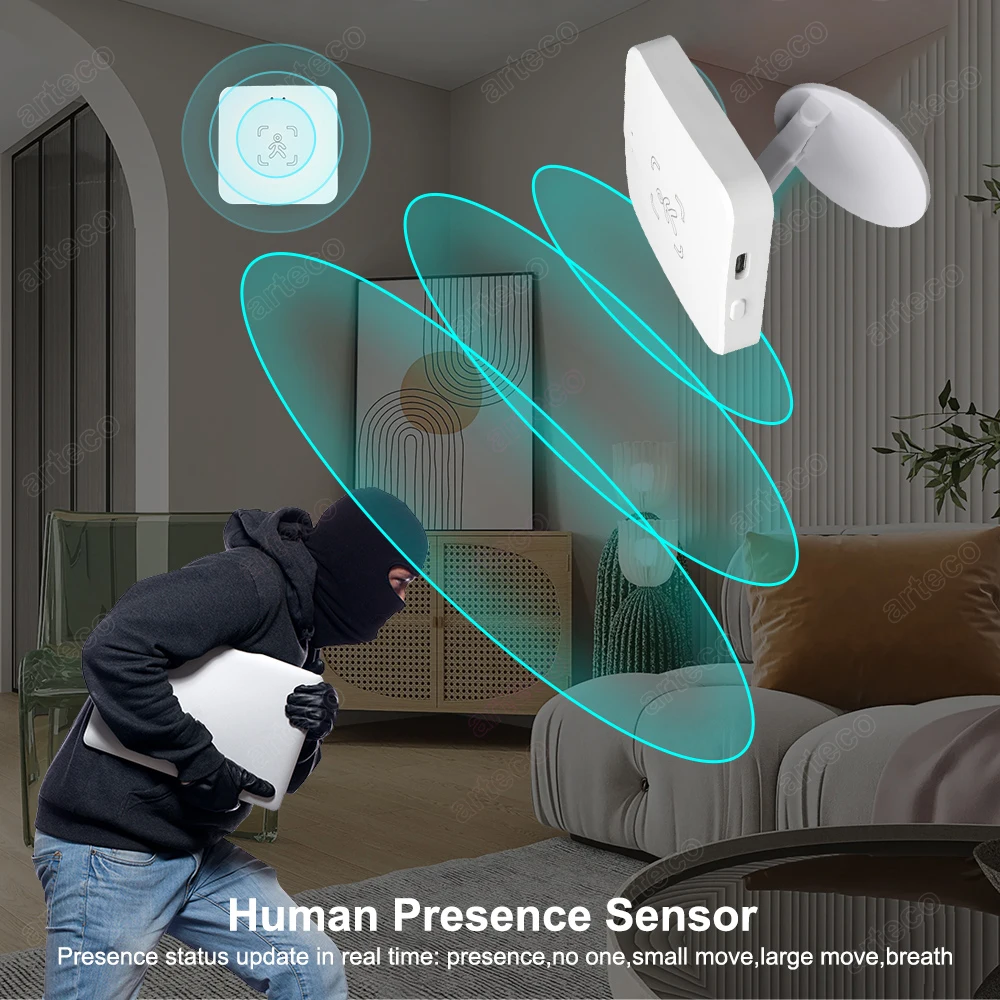 ZigBee-Sensor Inteligente de Presença Humana, Detector de Radar, Detecção de Distância de Luminância, Tuya Smart Life, Wi-Fi