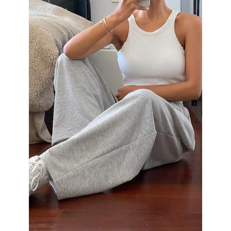 سراويل الركض النسائية غير الرسمية، فضفاضة كاجوال مستقيمة الساق، نمط جديد للخريف والشتاء، سراويل رياضية ترفيهية محايدة #3