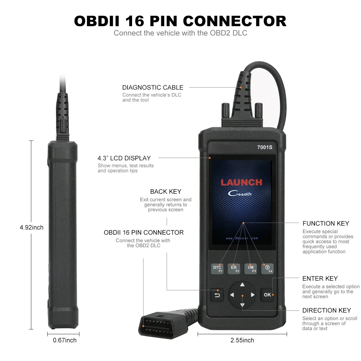 X431 OBDII Creader 7001S With EPB/Oil Reset Full OBD2 functions ABS/SRS