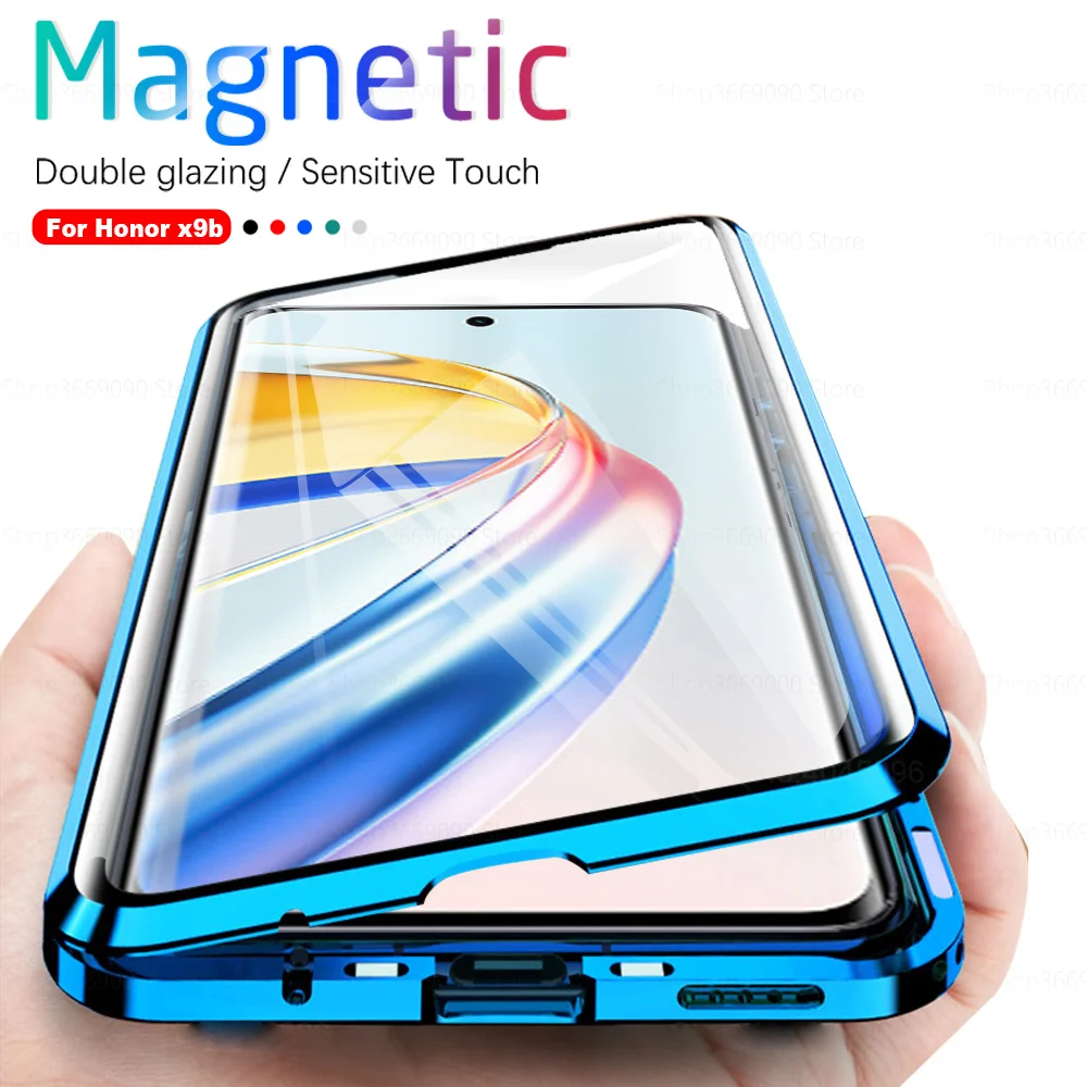 Magnetic Double Sided Tempered Glass Protection Phone Case For Honor X9b X50 Honar X 9b HonorX9b Lens Protector Shockproof Shell