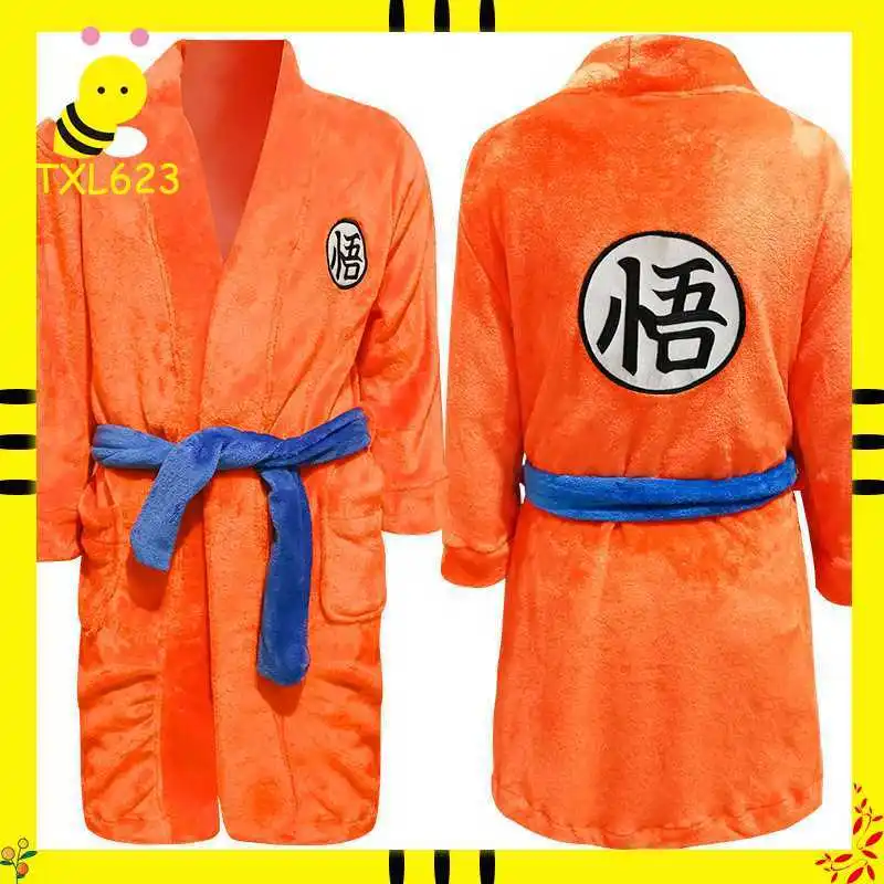 Bata de Baño de Dragon Ball Z Son Goku, Pijama Suave y Cálido de Anime, Ropa de Casa para Hombre y Mujer, Disfraces de Cosplay, Accesorios, Regalo para Adultos