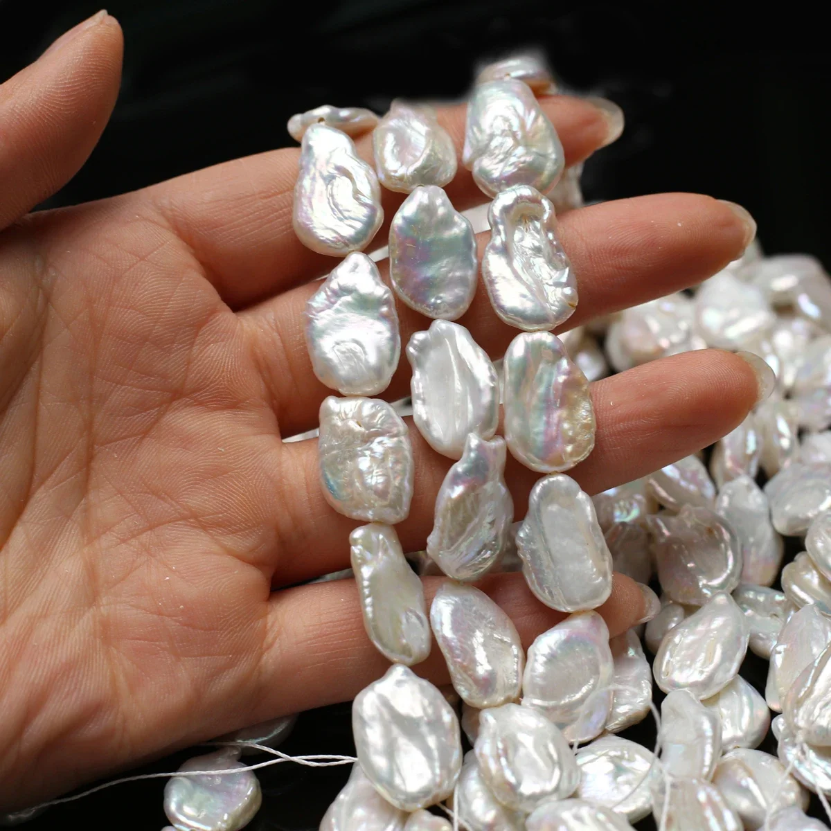 13x18mm4A 18cm High-Luster Natural Freshwater White Pearl Baroque Loose Rare Bead Jewelry Make DIY Necklace Bracelet Accessories