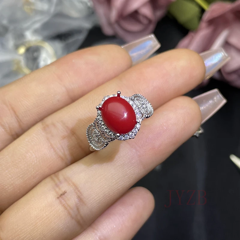 925 Silver Elegant Create Coral Women's Ring Oversized Luxury women's adjustable ring boutique jewelry