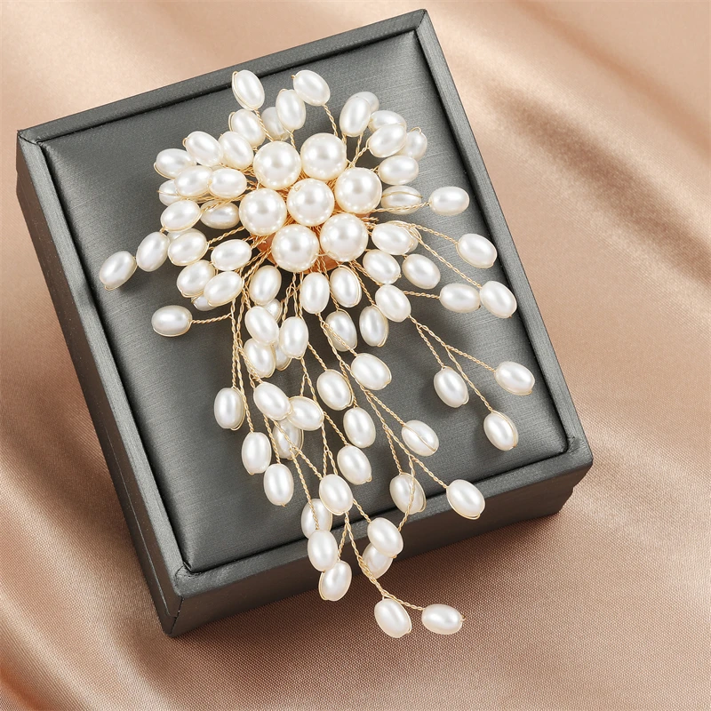 ZAKOL Luxury Handmade Imitation Pearl Brooch Elegant Wedding Jewelry Party Suit Accessories