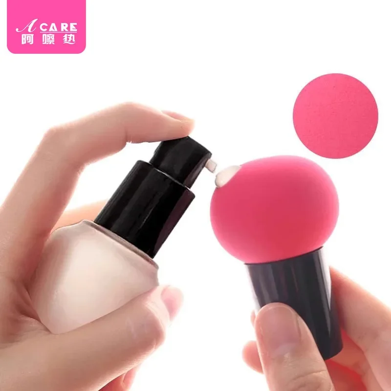Puff H1P49-pequeña cabeza de seta cabeza redonda esponja de maquillaje calabaza licuadora de belleza cojín de aire color delicado seco y húmedo
