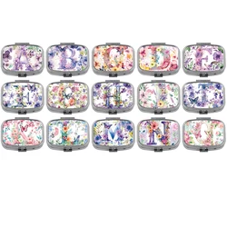 Beautiful A-O Letters Metal Medicine Box with 2 Compartments Portable Travel Sealed Small Pill Organizer Container Storage