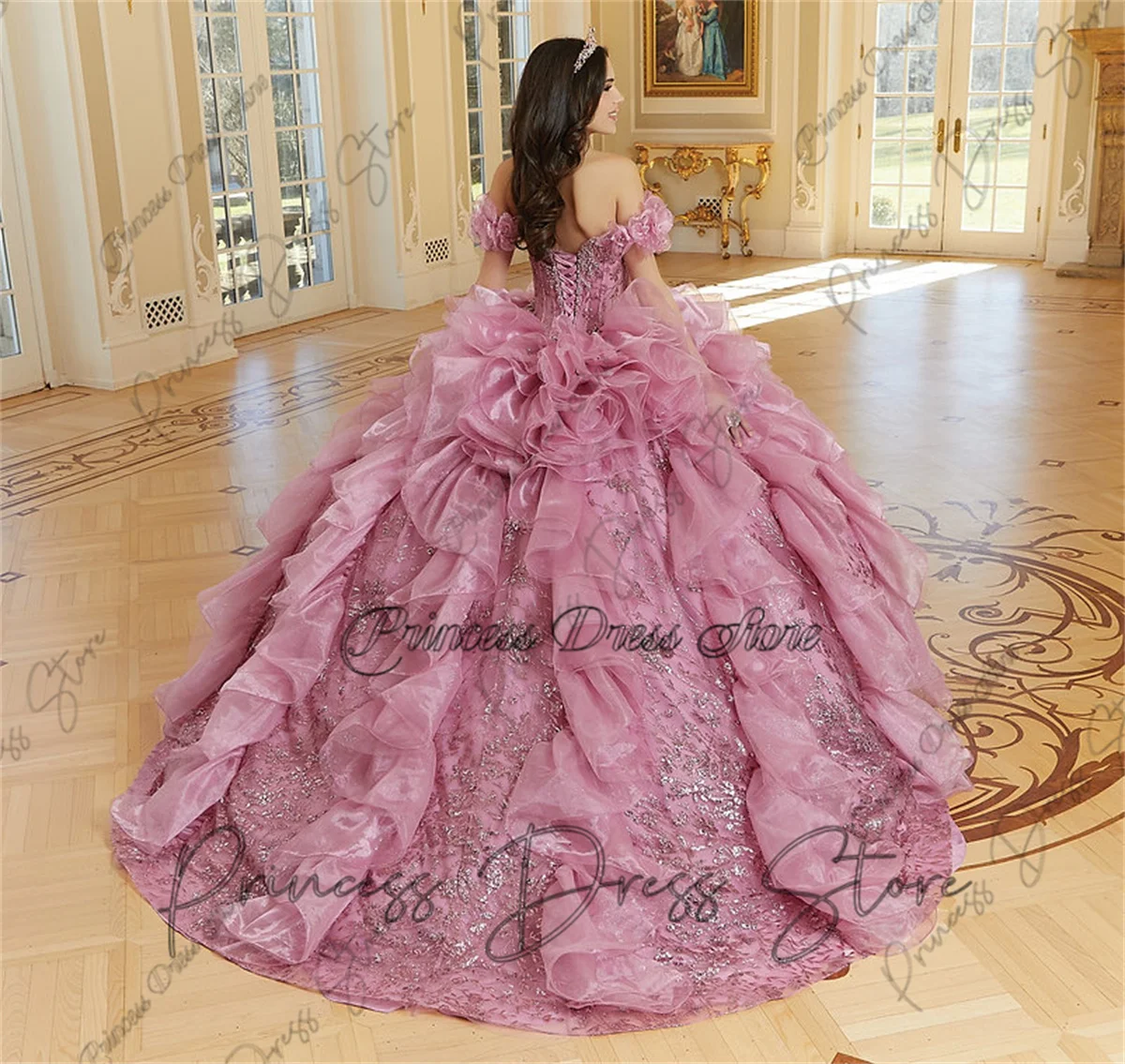 Robe De bal De luxe à fleurs 3D, robes De Quinceanera, avec des Appliques De perles et des volants, douce 16, personnalisées, 2025