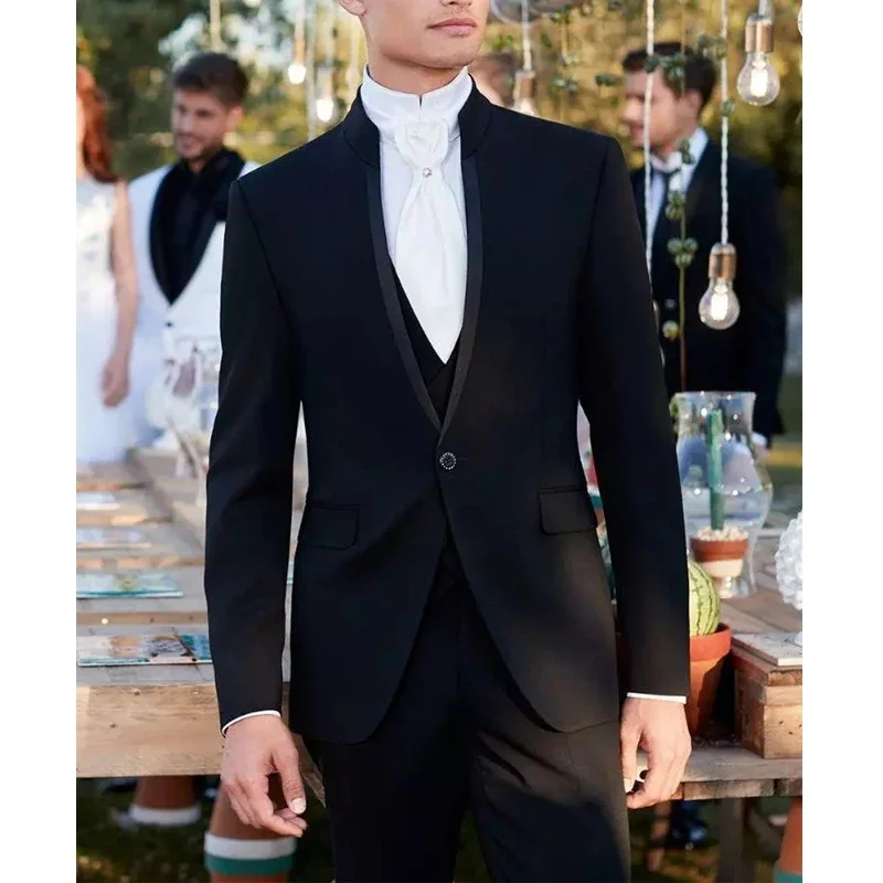 

Italian Black Formal Wedding Men Suits Groom Tuxedo Prom Slim Fit Blazer Hombre High Quality Custom 3 Piece Set Costume Homme