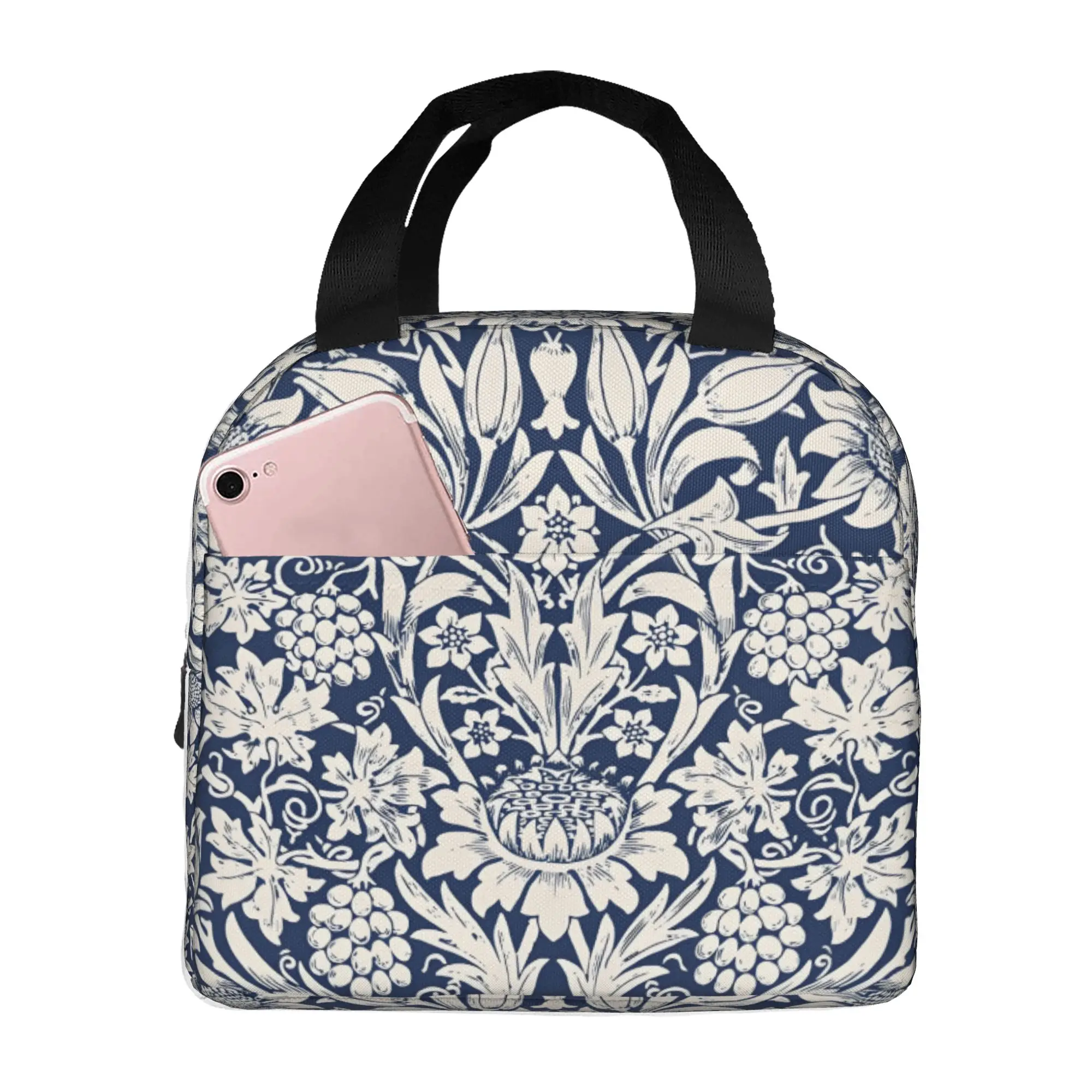 William Morris Lunch Bag Women Carpet Print Warm Cooler Insulated Lunch Boxes for Adult Office