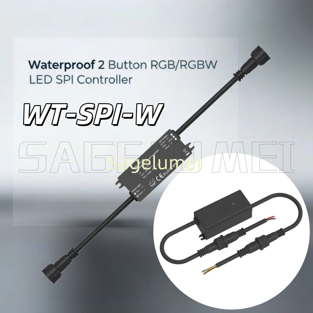 

RGB/RGBW LED SPI Controller 5-24VDC IP67 Waterproof 2 ButtonLED Dimmer For LED Strip Room Decoration Dimmable 12V~24V WT-SPI-W