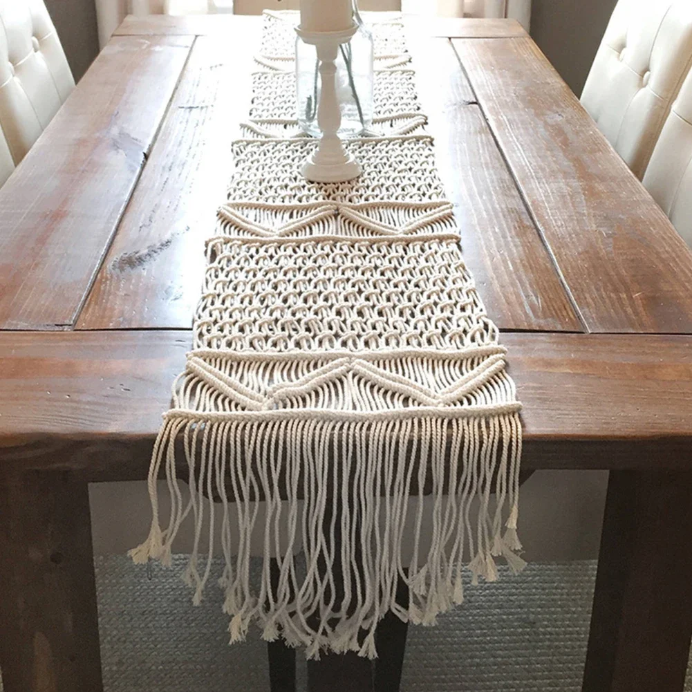Macrame Boho Table Runner For Bohemian Rustic Wedding Party Dining Table Coffee Table Home Decoration Festive Party Supplies
