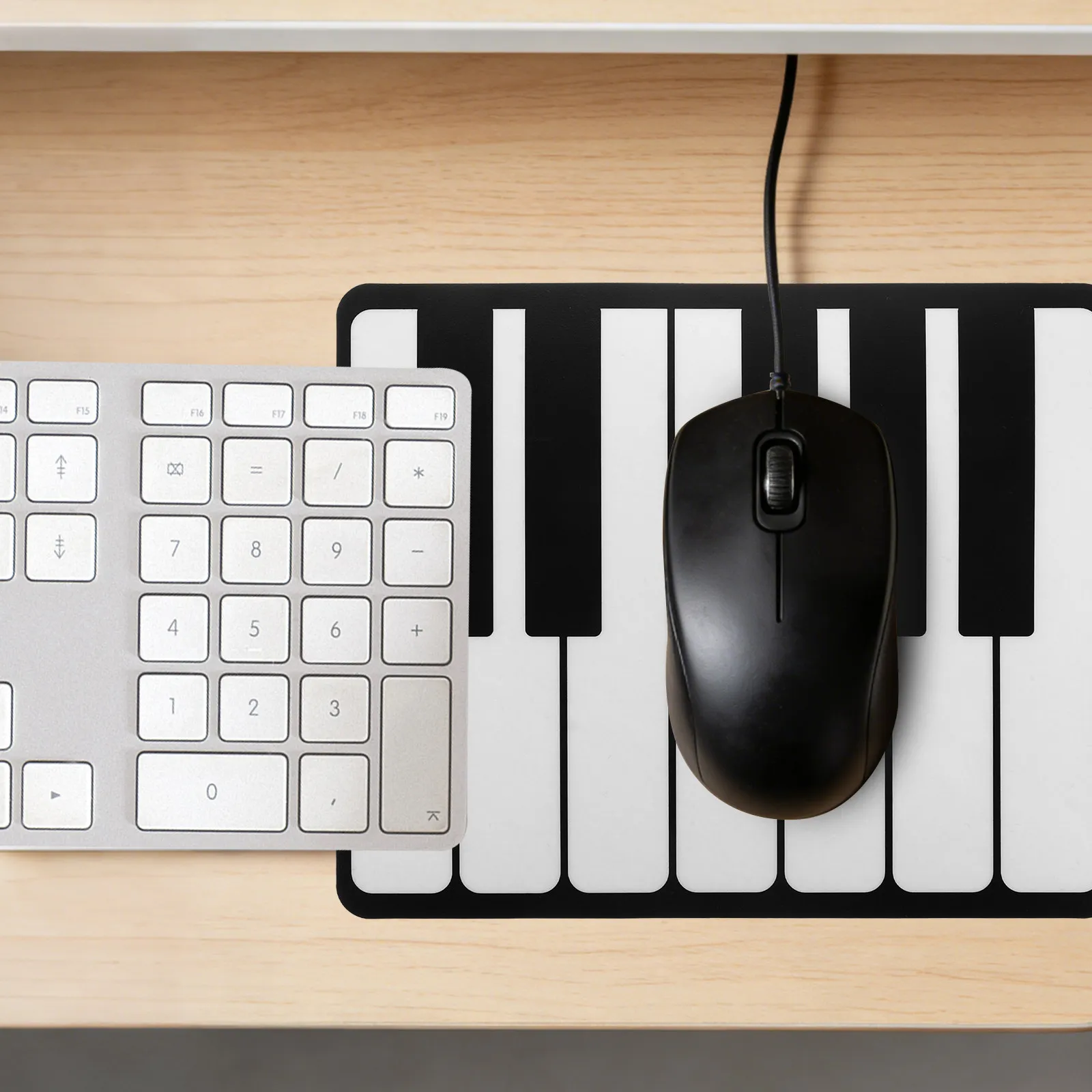 

Piano Keyboard Mouse Pad Extended Non-Slip Rubber Base Large Black and White Music Themed Desk Mat for Office Gaming Musicians