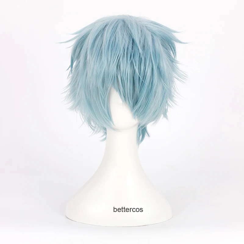 My Hero Academia Boku no Hiro Akademia Shigaraki Tomura Косплей Парики Короткие Серые Синие Смешанные Вьющиеся Синтетические Волосы Парик + Кепка Для Парика