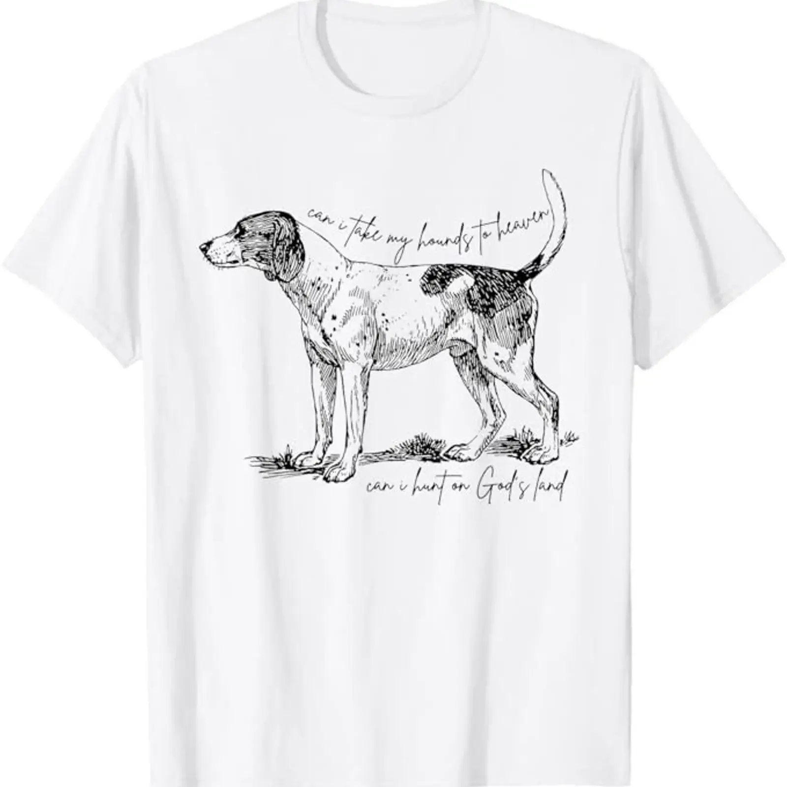 Can I Take My Hounds To Heaven Heart on God's Land T Shirt vintage Washed Soft fashion graphic Versatile streetwear