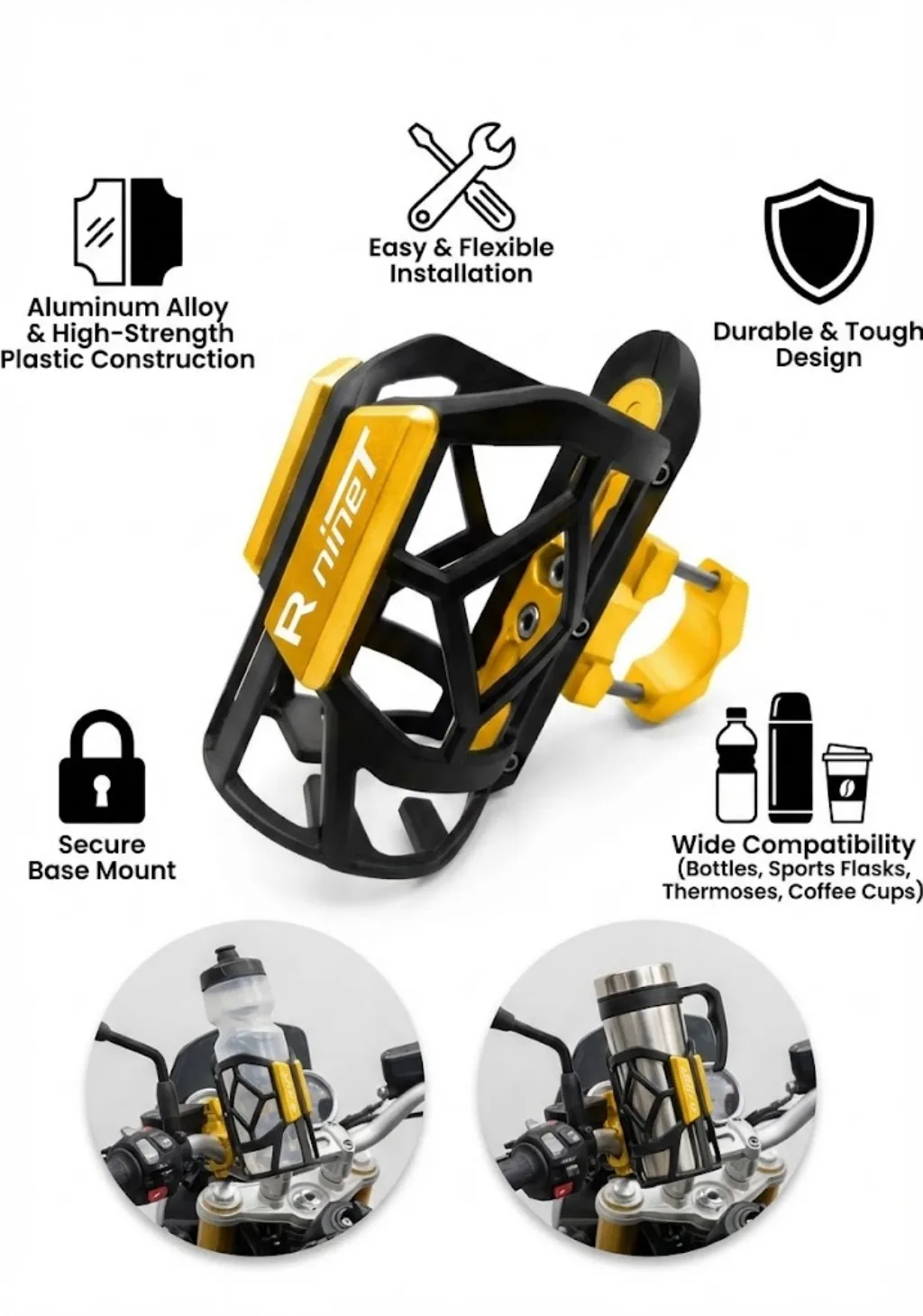 

For BMW R NINE T R NINET RNINET Cafe Racer Pure Scrambler 2017-2023 Universal High Quality Motorcycle Beverage Water Cup Holder