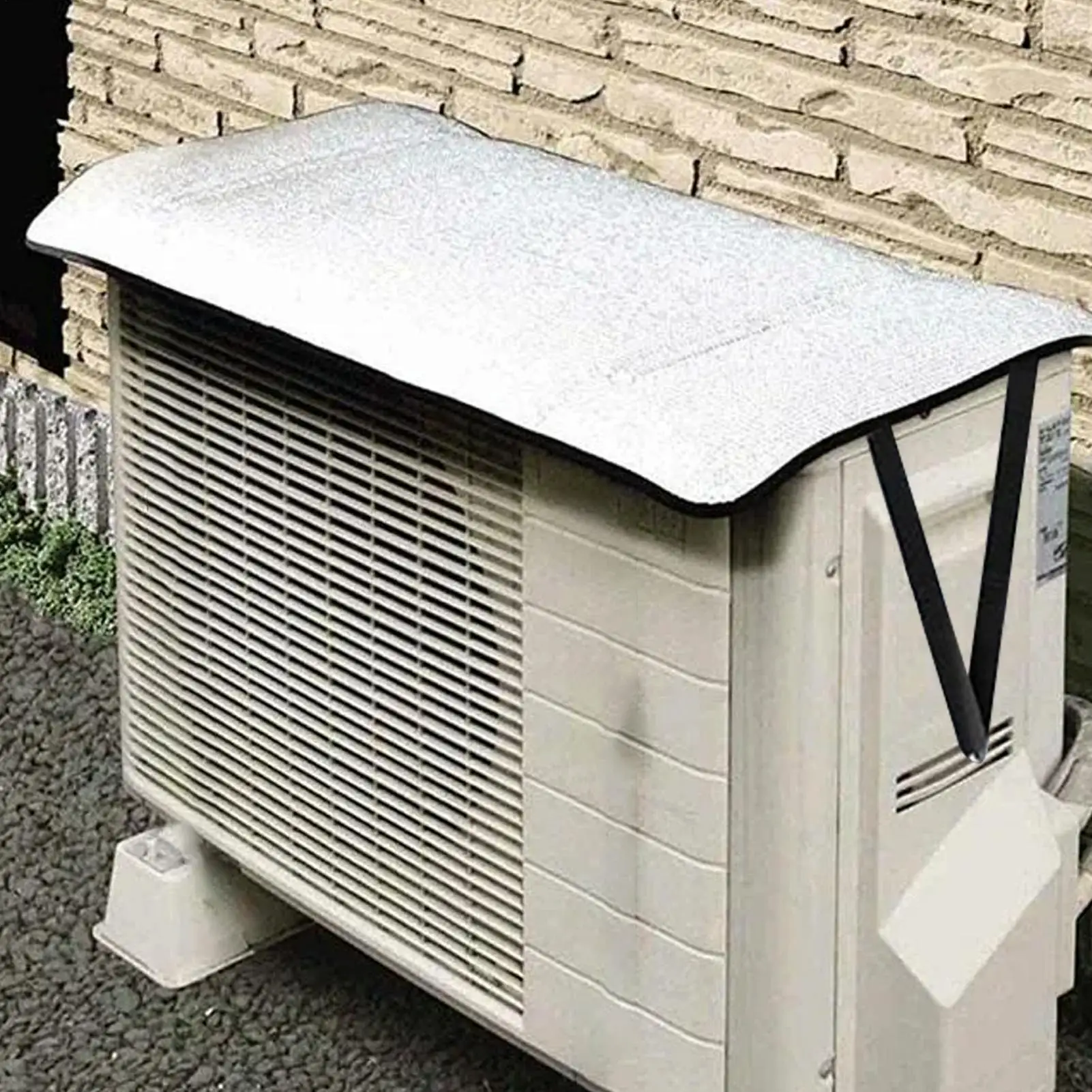 Cubierta exterior para sombrilla de aire acondicionado con gancho, cubiertas protectoras para unidad de CA, pantalla solar para unidad exterior de aire acondicionado de papel de aluminio