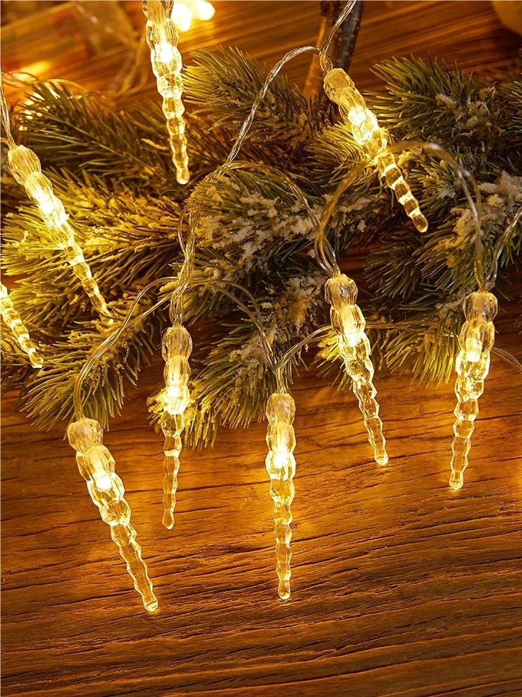 Christmas Icicle String Lights 3M20LED 1.5M10LED Battery Operated Warm White LED Fairy Lights Xmas Window Tree Decor