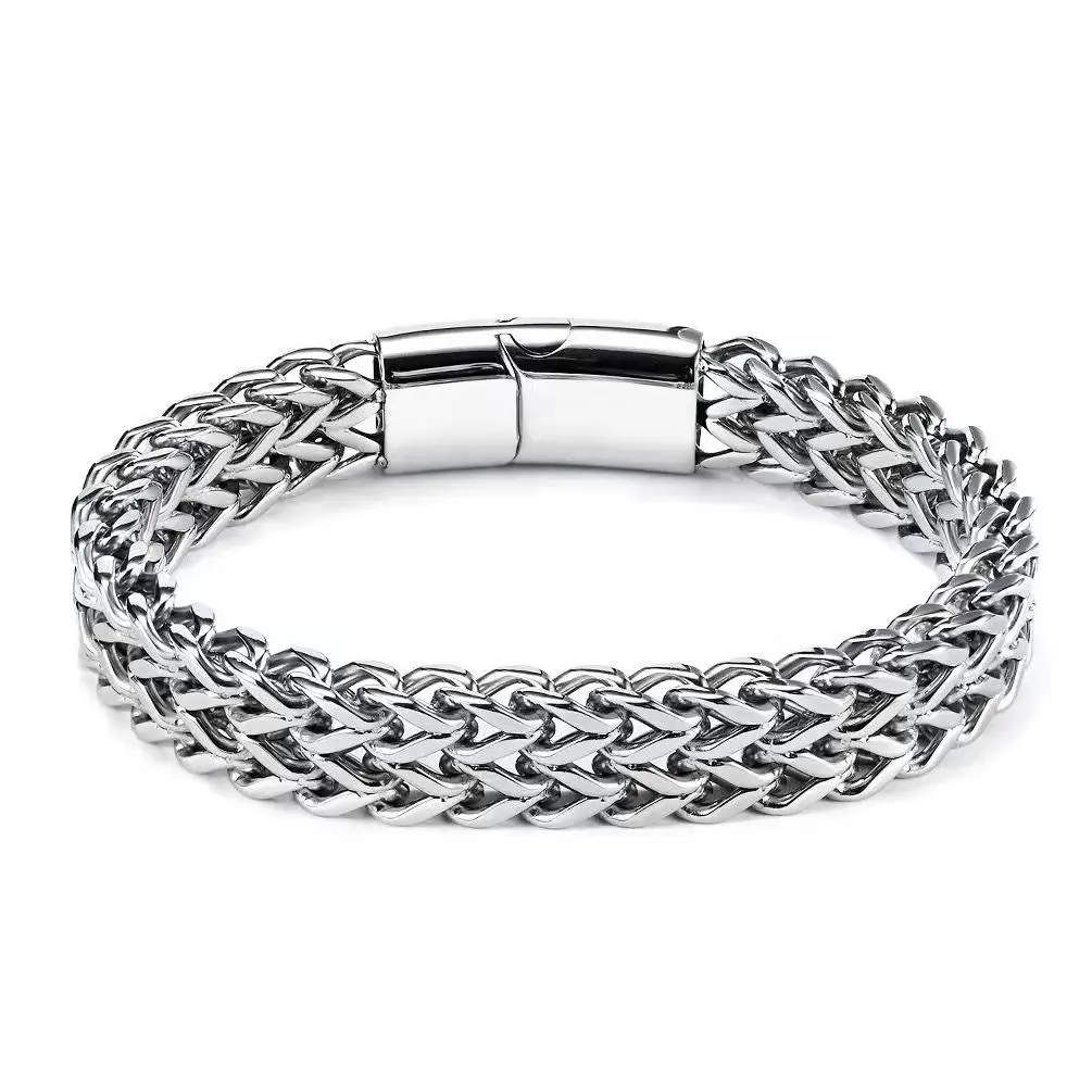 High Quality 316L Stainless steel Smooth Cuban Bracelet Men Women Strong Solid Chain Hip Hop Tricycle Jewelry