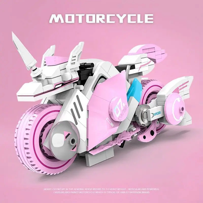 Cyberpunk unicornio motocicleta niños rompecabezas juguete de construcción modelo de bloques de construcción niños niñas regalo de vacaciones Hobby colección decoración