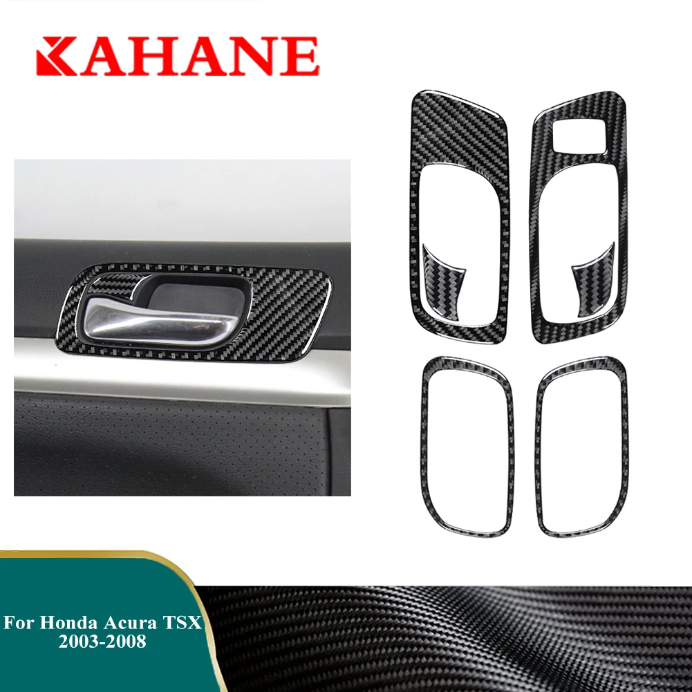 

For Honda Acura TSX 2003-2008 Carbon Fiber Stickers Car Door Handle Panel Decorative Strip Accessories Auto Interior Cover Trim