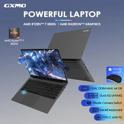 GXMO 15,6 Zoll FHD IPS Laptop AMD Ryzen7 5825U Laptop Gaming Laptop Tastatur mit Hintergrundbeleuchtung 1MP Webcam 32GB 1TB NVME SSD