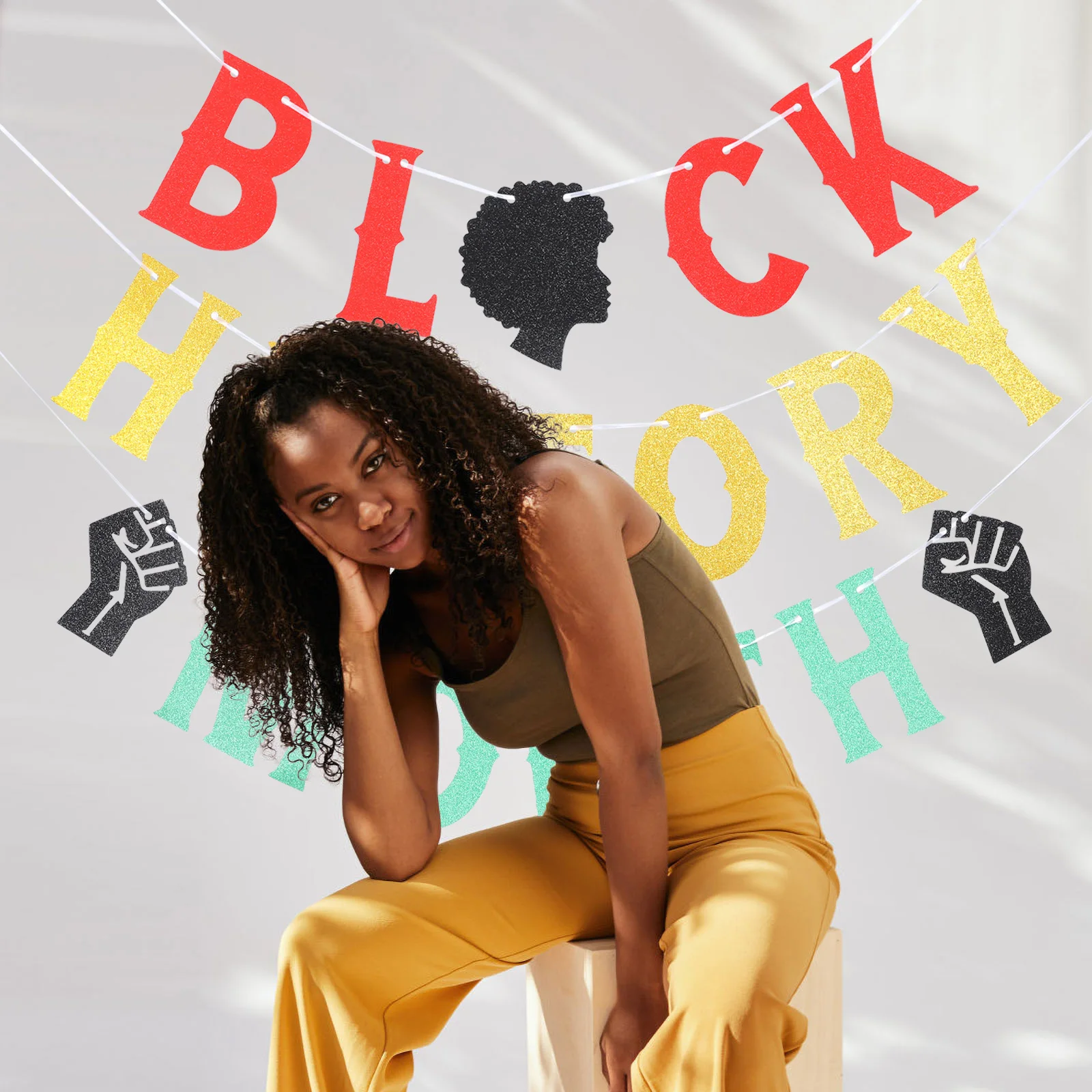 

1 set 1 Set Glitter Bunting Banner Month Hanging Pull Flag Party Decoration For Wall Garden Indoor Outdoor Use