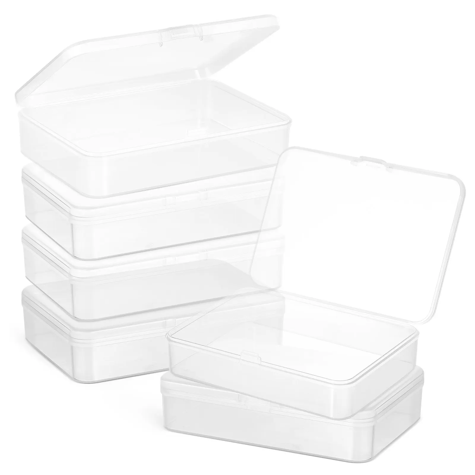 6Pcs Compact Clear Rectangular Storage Box Card Deck Case Trading Card Organizer Playing Cards Craft Supplies Jewelry Bead