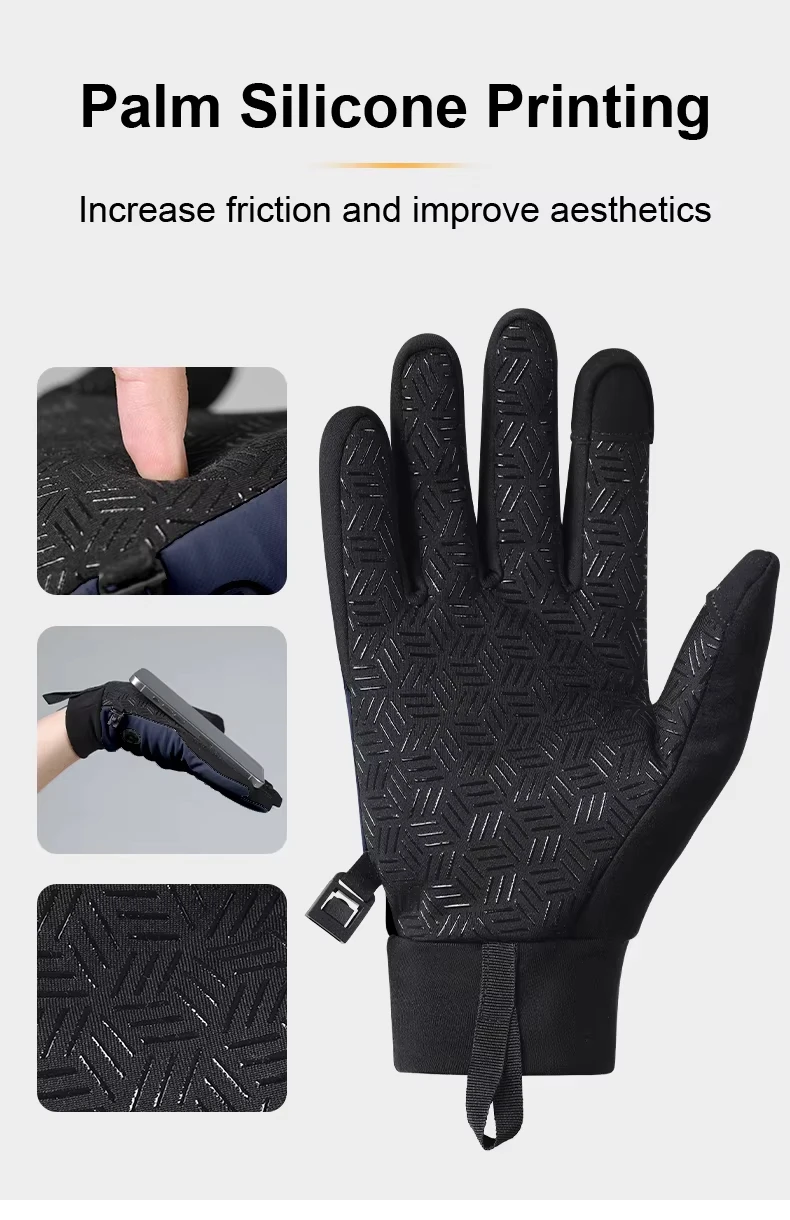INBIKE Winddichte Fleece-Herren-Fahrradhandschuhe, warm, Vollfinger-Touchscreen, stoßdämpfend, rutschfest, lange Finger, Rennrad – Detail 5
