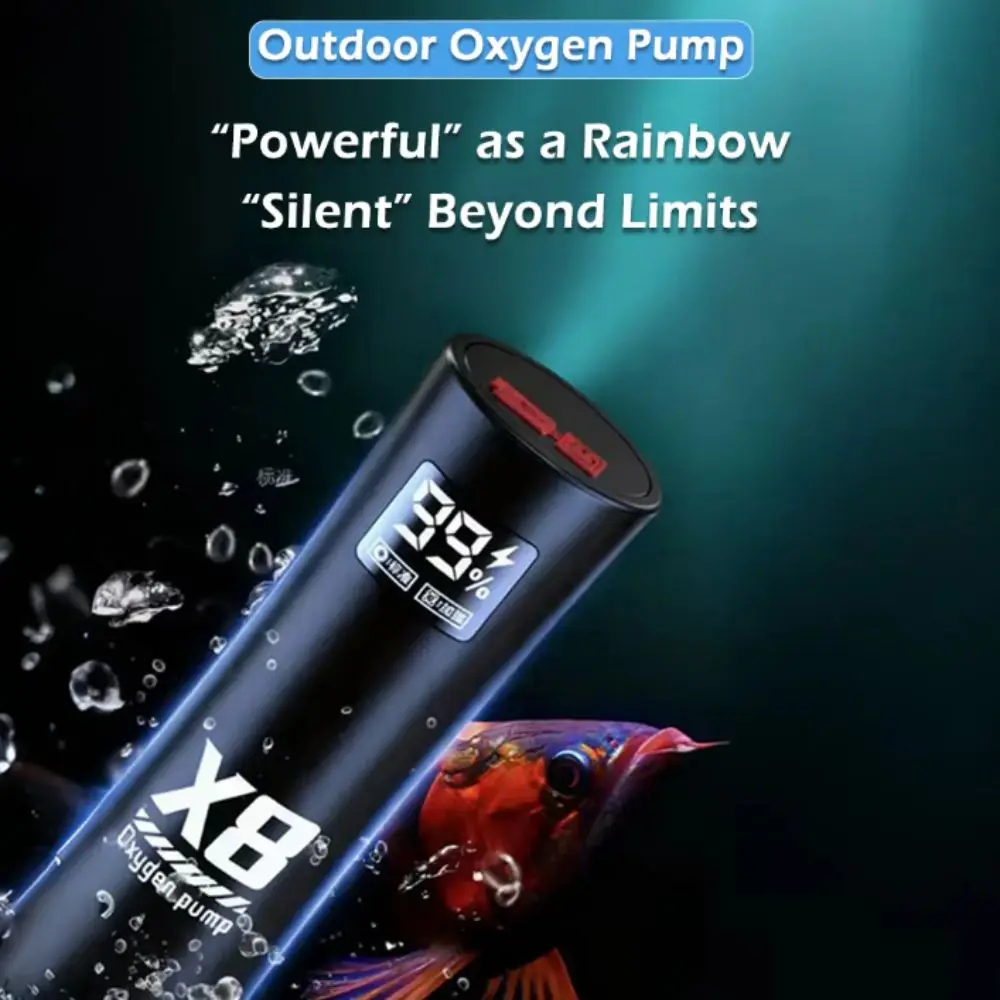 5W Power Aquarium Oxygen Pump Low Noise Lithium Battery Portable Oxygen Pump Mute Design Quiet Operation