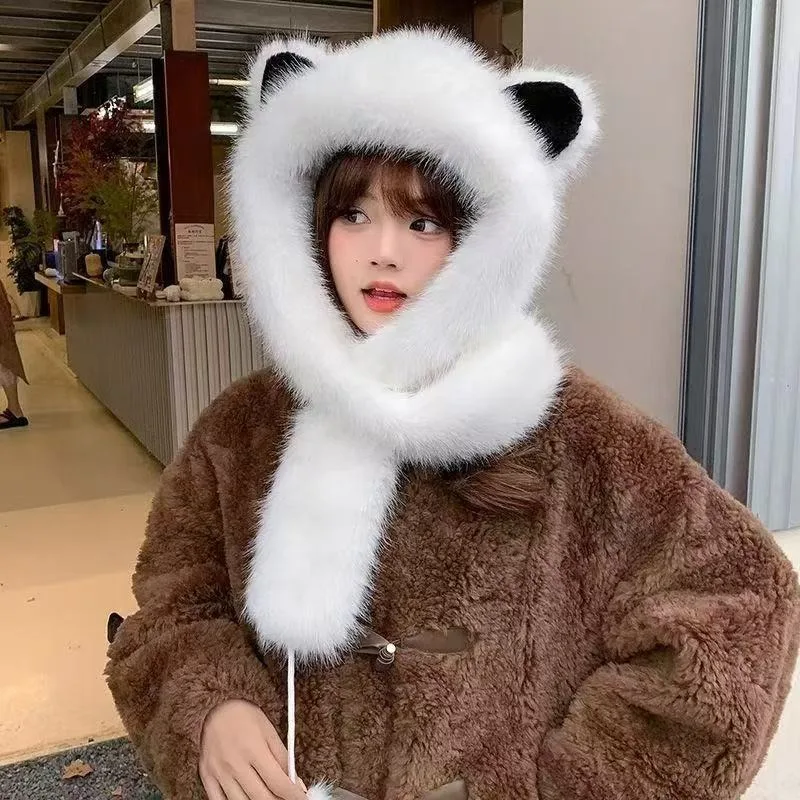Wholesale winter new bear hat Korean version cute versatile cold-proof thickened warm imitation fur hat ear hat