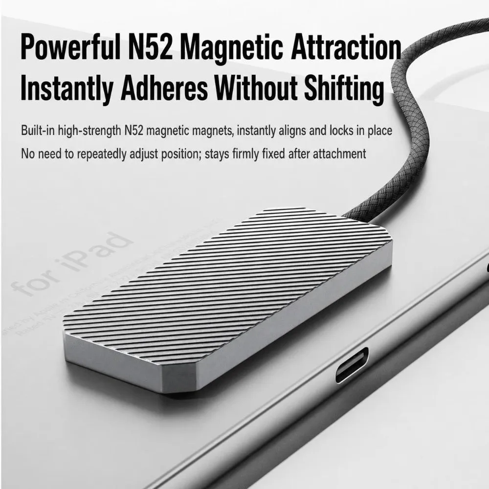 18W Fast Charging Magnetic Charging Cable 3-Pin Contact Charging Converter for iPad Pro 12.9 2020/2021/2022/Air 13 2024/2025