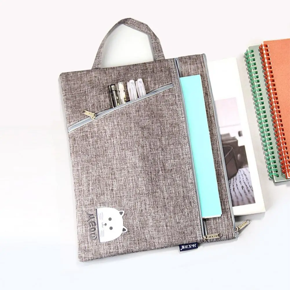 Zipper File Organizer Stylish A4 Canvas File Bags Spacious Portable Multi-layered for Students Professionals File Holder