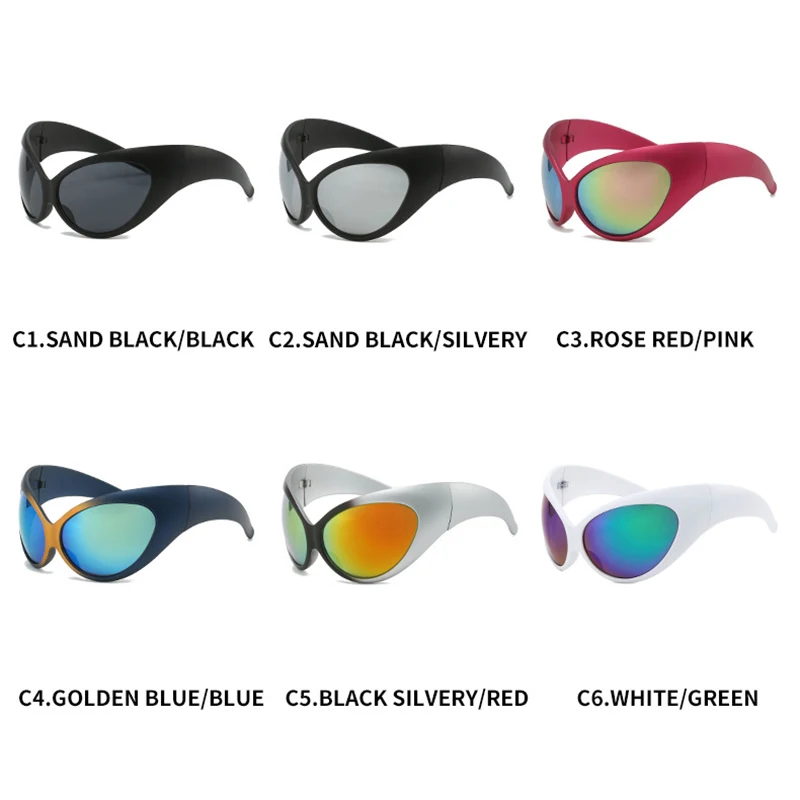 Y2K Luxury Brand Designer Oversized Cat Eye Vintage Sunglasses Women For Men Punk Big Frame ET Sun Glasses Riding Sport Goggle
