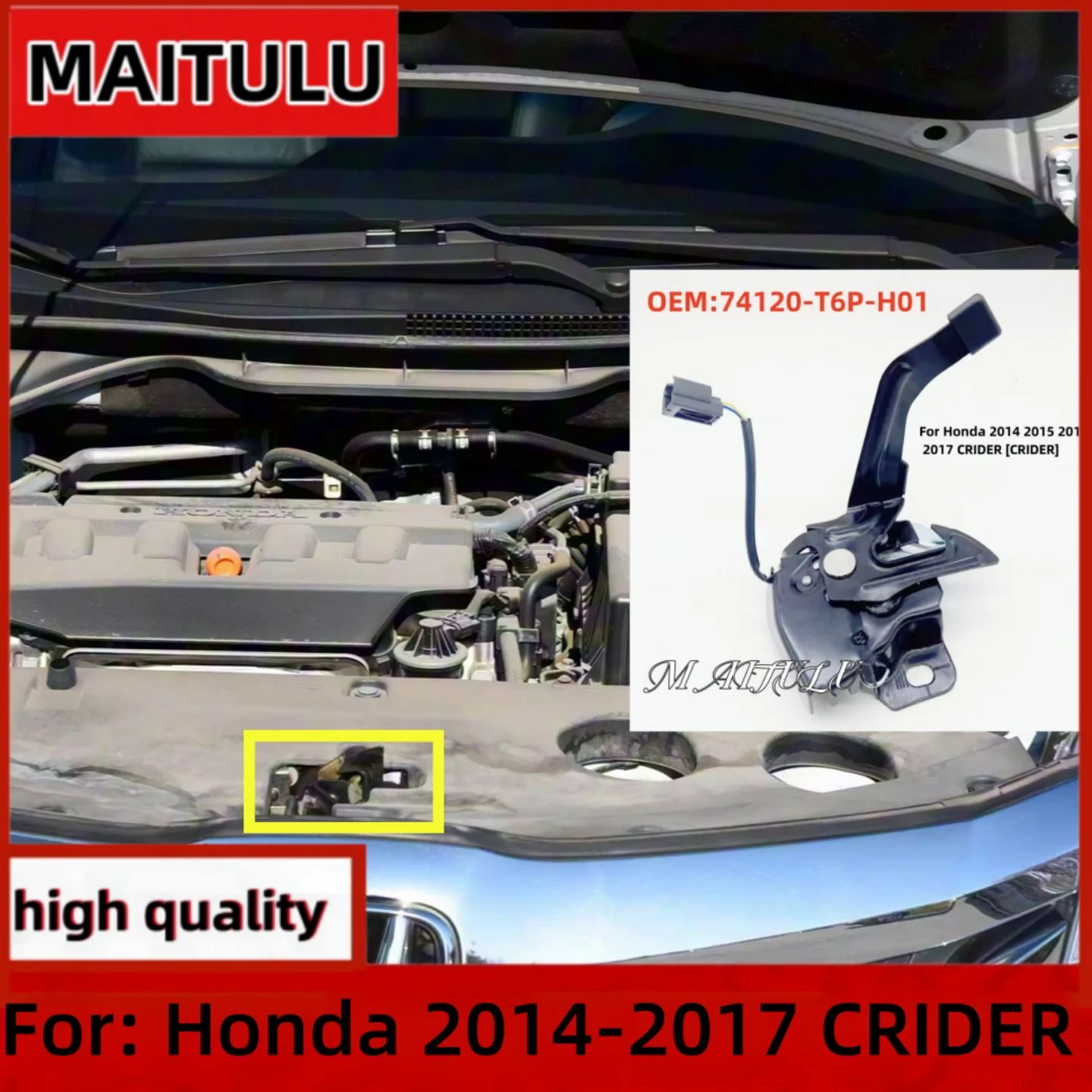 

For Honda 2014 2015 2016 2017 CRIDER hood lock block engine cover actuator auto parts 74120-T6P-H01