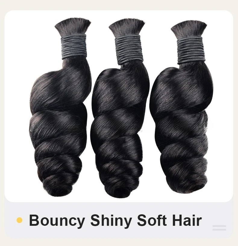 Capelli umani intrecciati ricci a onda profonda 12A per trecce Boho Capelli umani vergini brasiliani non trattati sfusi per intrecciare senza trama 95G