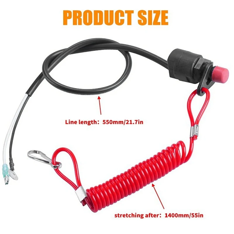 Universal Boat Outboard Engine Motor Lanyard Kill Urgent Stop Switch with Lanyard for