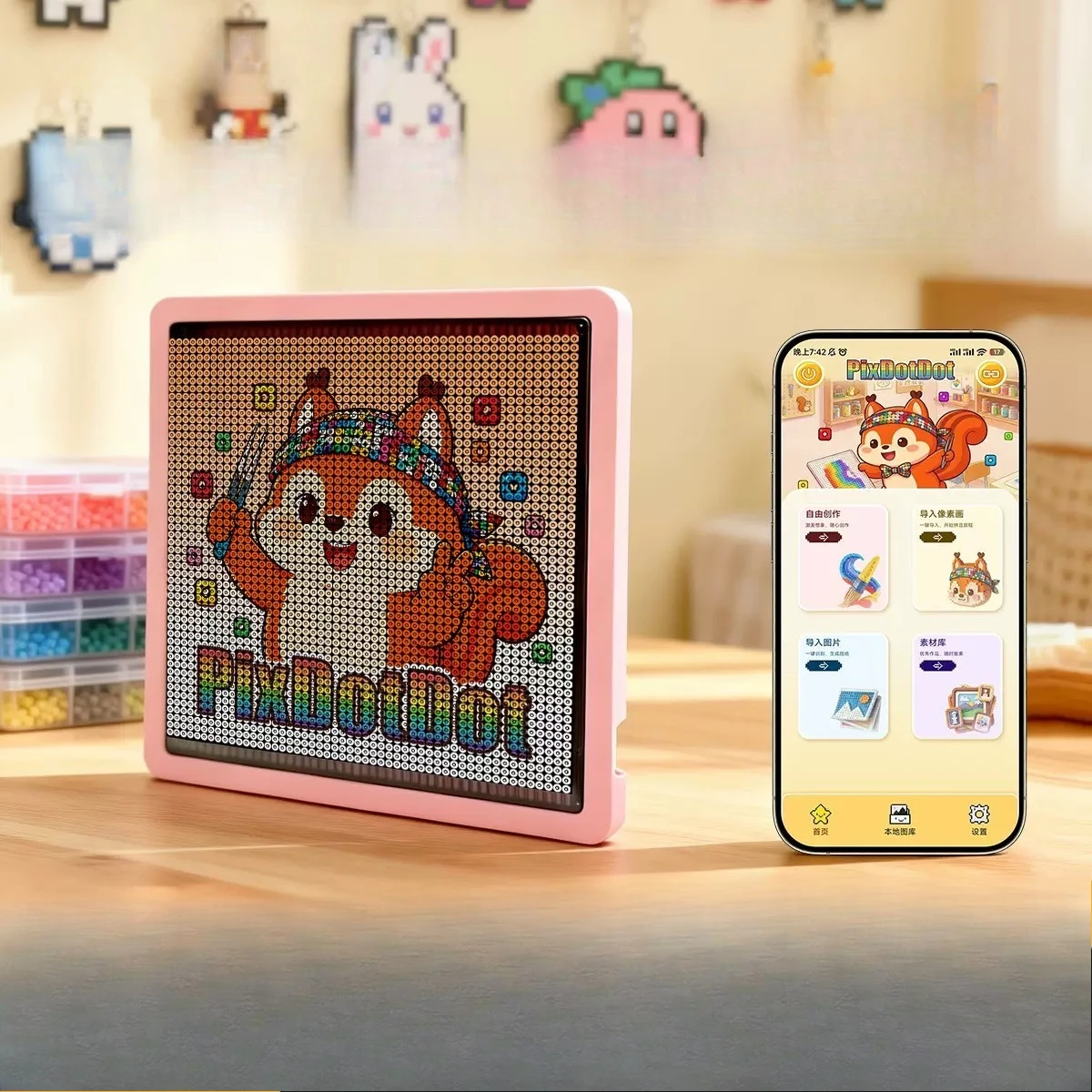APP-Controlled LED Pixel Art Board, Light-Guided Design, 2 Sizes, USB Powered, 1000+ Templates, Unique Gift for DIY Craft Lovers