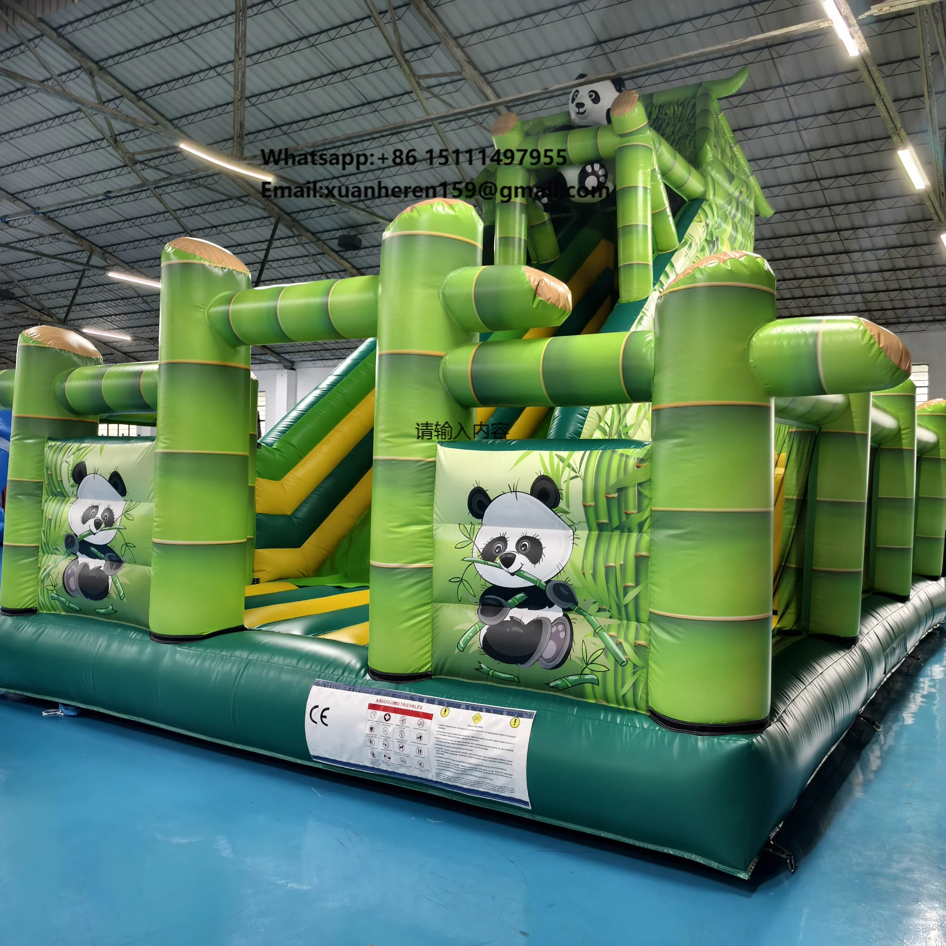 Most Popular Outdoor Commercial Bounce House Inflatable Panda Slide Inflatable Playground for Children Jumping Castle Blower