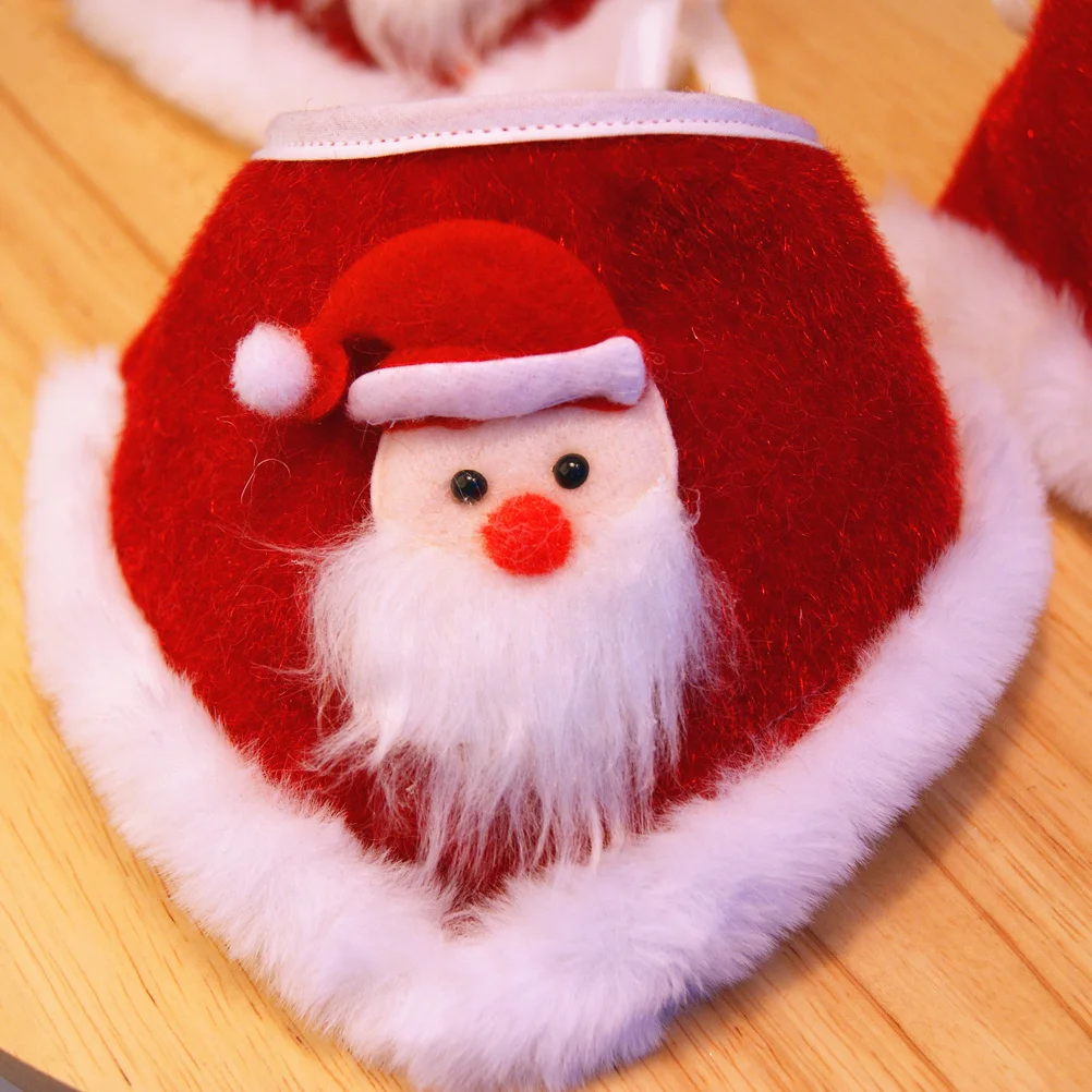 

Xl Christmas Pet Neck Scarf for Cats and Dogs Santa Claus Print Bib Decor Red Festive Party Accessory Dog Collar Alternative