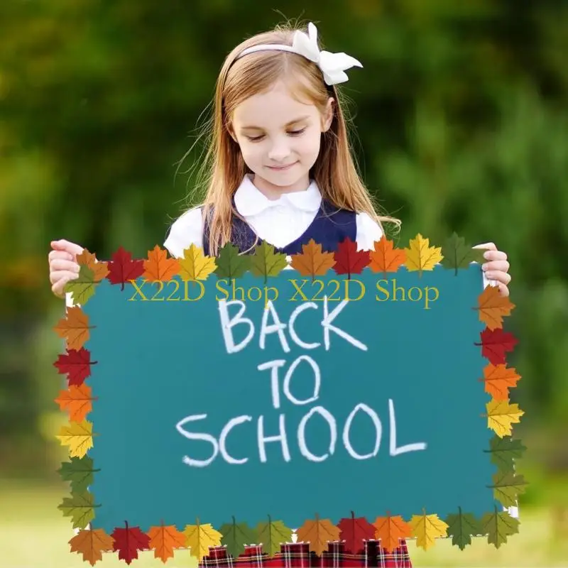 X22D Festives Fall Classroom Decorations Adhesive Maple Sticker Bulletin Board Border For Thanksgiving Autumn Parties