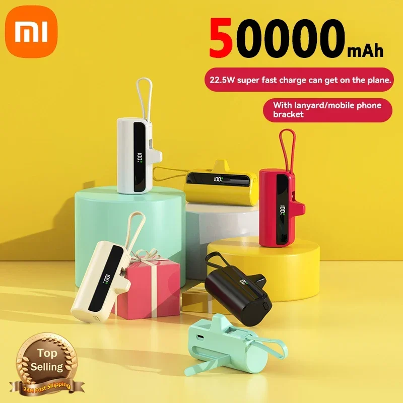 Xiaomi 50000mAh Capsule Power Bank Mini Portable Pocket Power Bank 30000mAh with Stand for iPhone Samsung Android Fast Shipping