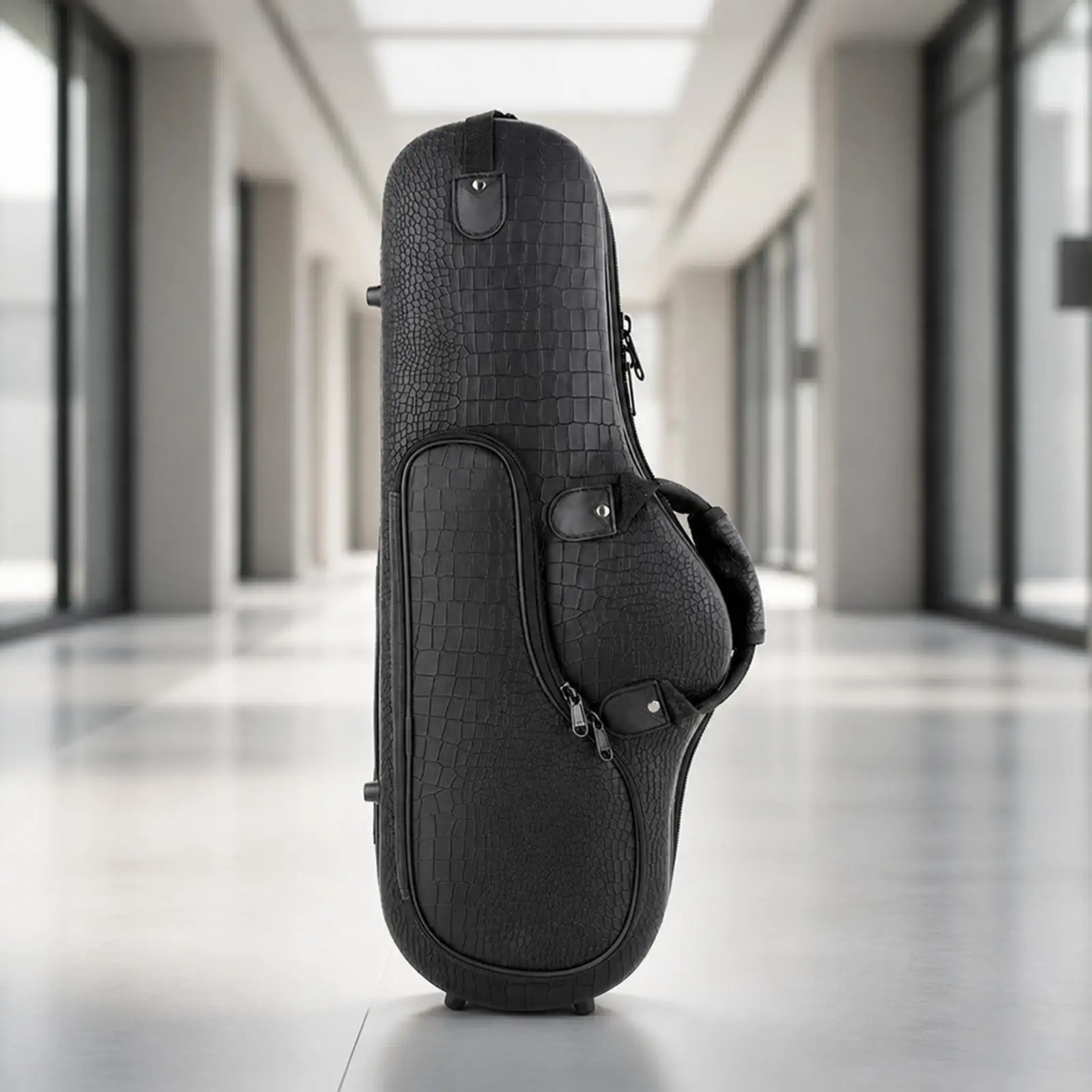 Lightweight Saxophone Travel Case for Alto with Backpack Straps Sturdy Shell Zipper Pocket for Accessories