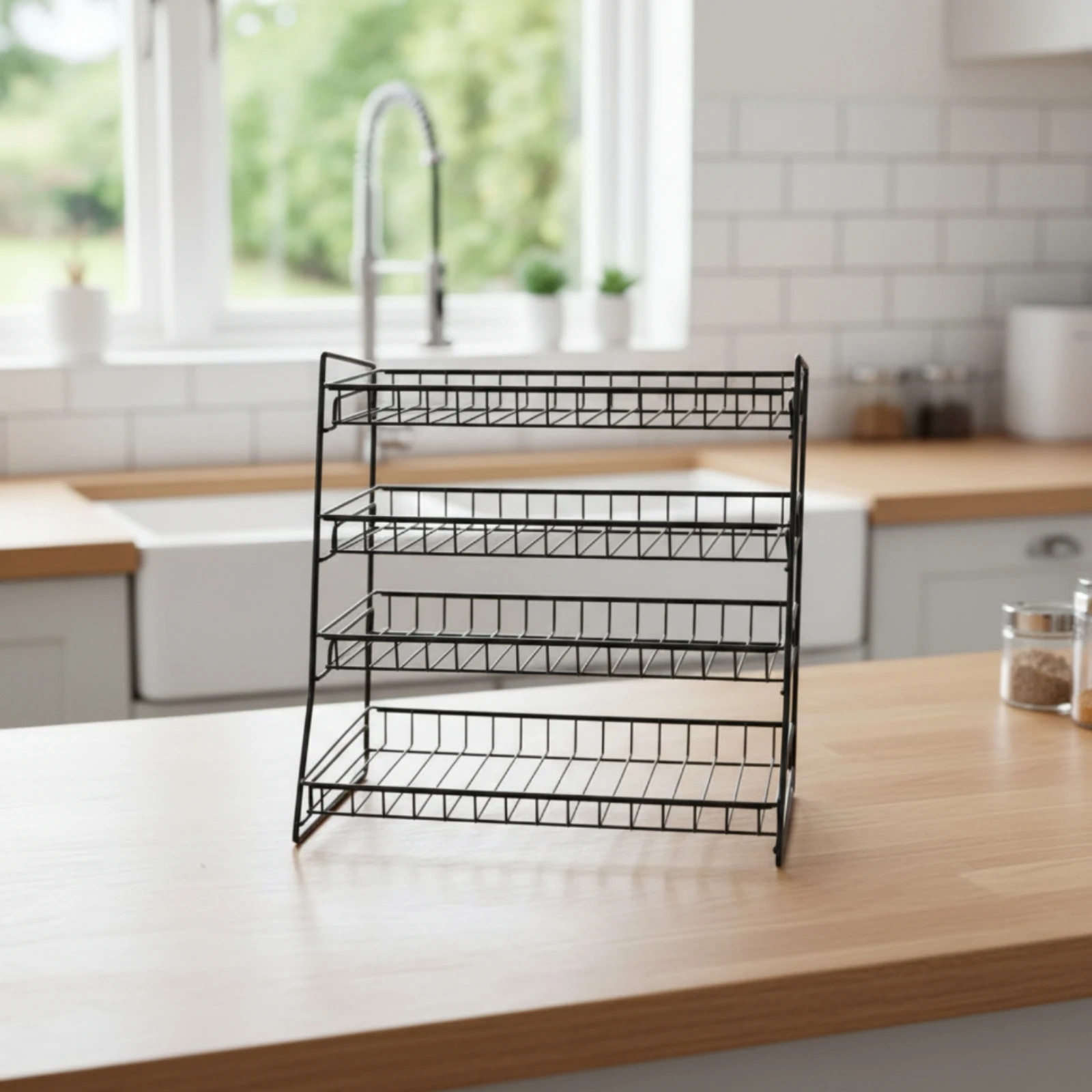 Snack Display Rack with Slanted Shelves Multi-Tier Candy Display Rack Candy Organizer Space-Saving Merchandising Shelf Compact