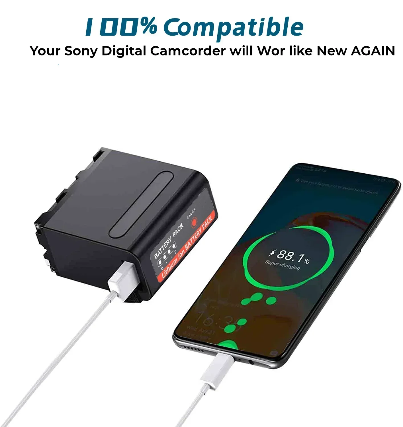 Batería Canon NP-F980 F960 F970 NPF980 de 15000mAh con salida de carga USB para CCD-TRV35 TRV940 CCD-RV100 DCR-TR7Series