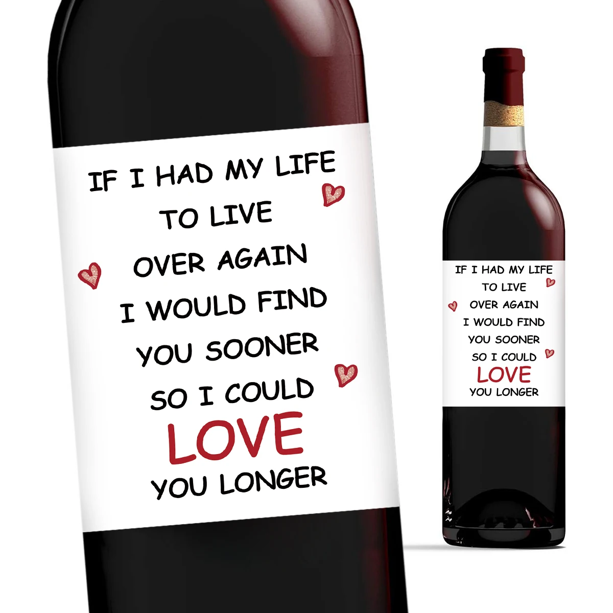 4PCS Funny Wine Bottle Labels Romantic Boyfriend Girlfriend Anniversary Stickers For Him Her Love You Longer Poem Birthday Card