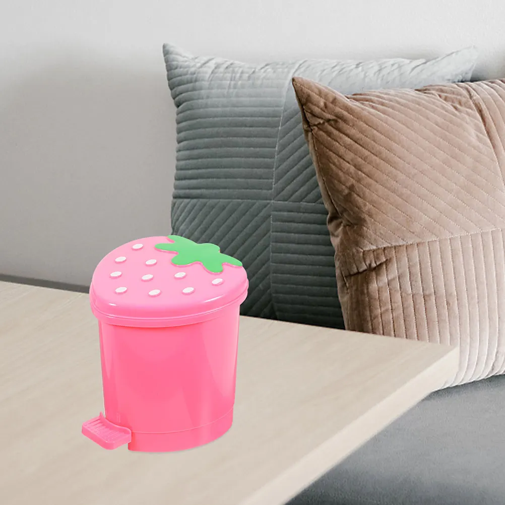 

2Pcs Desktop Trash Can Pink Mini Kitchen Living Room Waste Bin Cartoon Shaped Small Garbage Can Office Bedside Rubbish Container