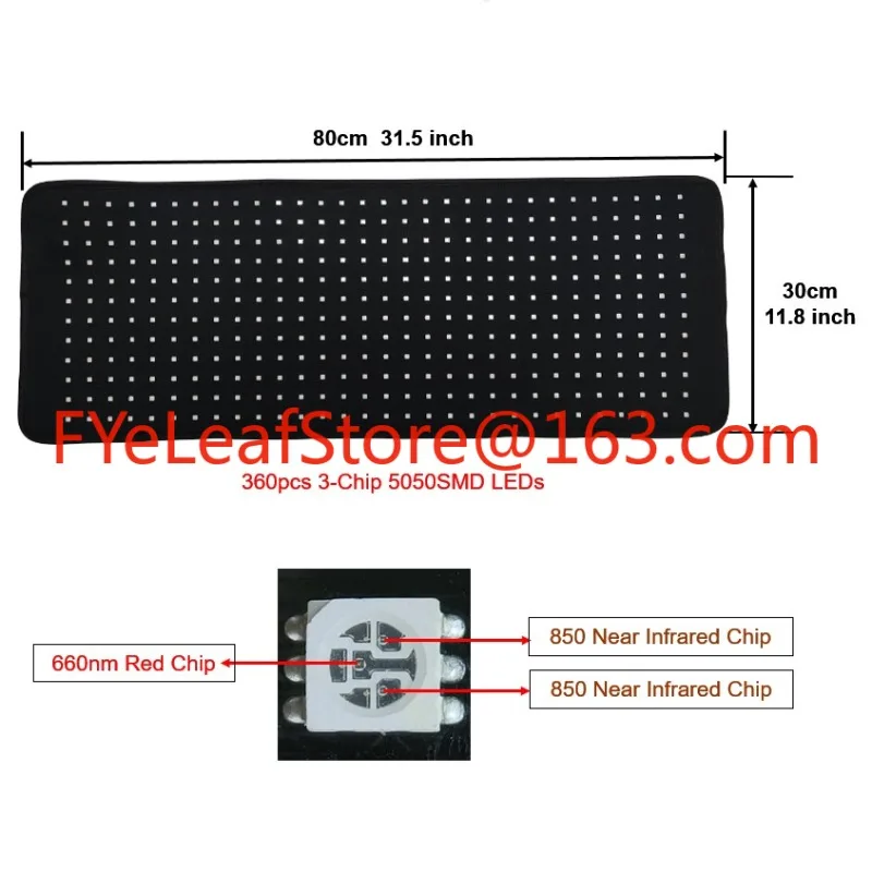 

30x80CM Red Light Therapy Pad 660nm 850nm LED Light Therapy Belt for Back Legs Waist Pain Relief